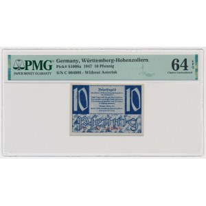 Niemcy, Wurttemnerg-Hohenzollern, 10 Pfennig 1947 - PMG 64 EPQ