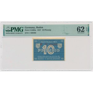 Niemcy, Baden, 10 Pfennig 1947 - PMG 62 EPQ