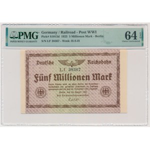 Germany, Railroad, 5 million Mark 1923 - PMG 64 EPQ