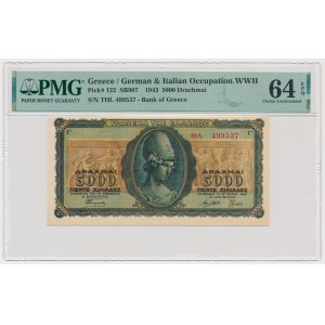 Greece, 5.000 Drachmai 1943 - PMG 64 EPQ