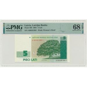Latvia, 5 Lati 2001 - PMG 68 EPQ