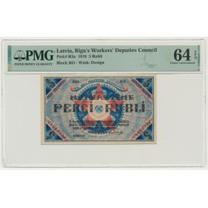 Latvia (Riga), 5 Rubles 1919 - PMG 64 EPQ