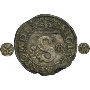 Sigismund III Vasa, Schilling Fraustadt 1595 - VERY RARE, flower and grate