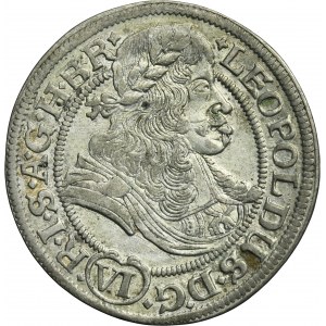 Silesia, Habsburg rule, Leopold I, 6 Kreuzer Breslau 1673 SHS