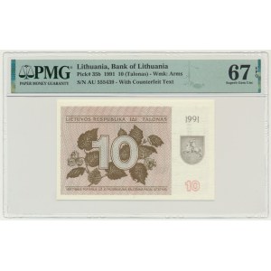 Lithuania, 10 Talonas 1991 - without text - PMG 67 EPQ