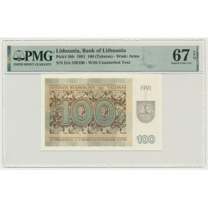 Lithuania, 100 Talonas 1991 - with text - PMG 67 EPQ