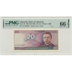 Lithuania, 20 Litu 1991 - PMG 66 EPQ
