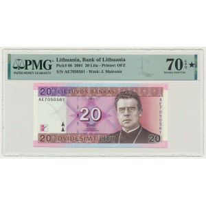 Lithuania, 20 Litu 2001 - PMG 70 EPQ - TOP POP