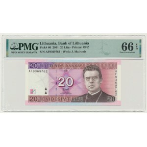 Lithuania, 20 Litu 2001 - PMG 66 EPQ