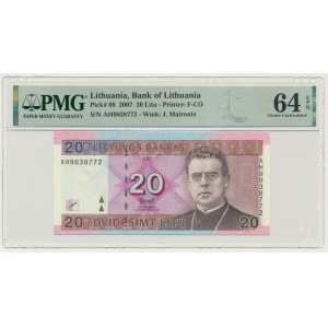 Lituanie, 20 litas 2007 - PMG 64 EPQ