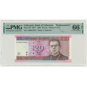 Lithuania, 20 Litu 2007 - replacement - PMG 66 EPQ
