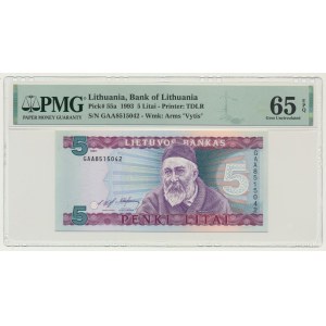 Lithuania, 5 Litai 1993 - PMG 65 EPQ
