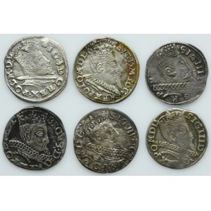 Lot, Sigismund III Vasa, 3 Groschen (6 pcs.)