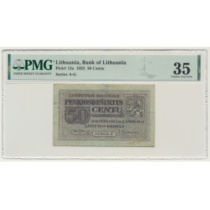 Lithuania, 50 Centu 1922 - PMG 35 - SCARCE