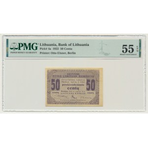 Lithuania, 50 Centu 1922 - PMG 55 EPQ - RARE