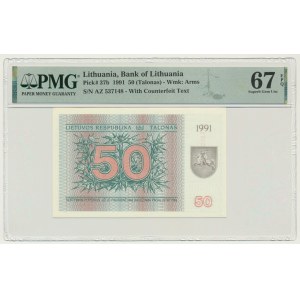 Lithuania, 50 Talonas 1991 - with text - PMG 67 EPQ - TOP POP