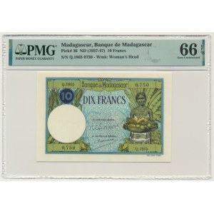 Madagascar, 10 Francs (1937-47) - PMG 66 EPQ