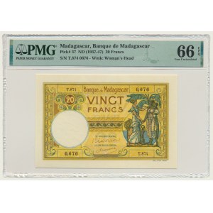 Madagascar, 20 francs (1937-47) - PMG 66 EPQ