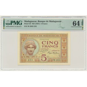 Madagascar, 5 Francs (1937) - PMG 64 EPQ