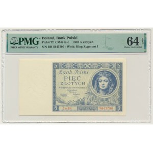 5 złotych 1930 - Ser.BH. - PMG 64 EPQ