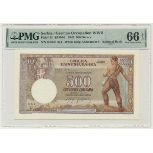Serbien, 500 Dinar 1942 - PMG 66 EPQ