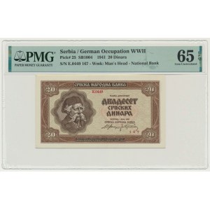 Serbie, 20 dinars 1941 - PMG 65 EPQ