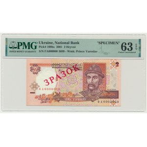 Ukraine, 2 Hryvni 2001 - SPECIMEN - PMG 63 EPQ