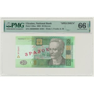 Ukraine, 20 Hryven 2003 - SPECIMEN - PMG 66 EPQ