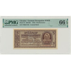 Ukraine, 5 Karbovanez 1942 - PMG 66 EPQ