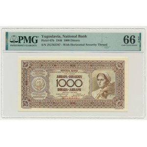 Yugoslavia, 1.000 Dinara 1946 - PMG 66 EPQ