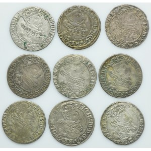 Lot, Sigismund III Vasa, 6 Groschen Krakau (9 pcs.)