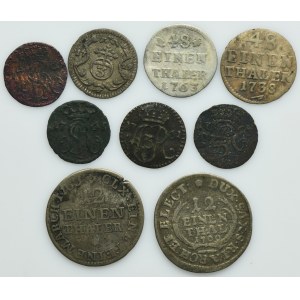 Lot, Augustus II Strong, Augustus III of Poland and Friedrich Christian, Mix coins (9 pcs.)