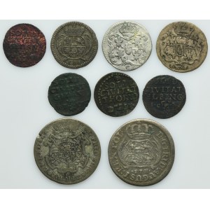 Lot, Augustus II Strong, Augustus III of Poland and Friedrich Christian, Mix coins (9 pcs.)