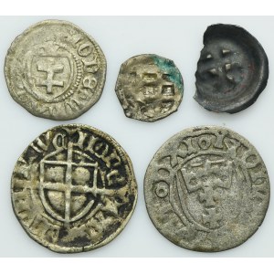 Lot, Poland and Teutonic Order, Mix coins (5 pcs.)