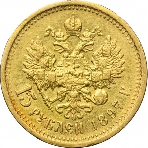 Russia, Nicholas II, 15 Rouble Petersburg 1897 AГ
