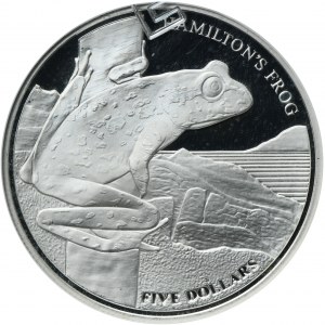New Zealand, Elizabeth II, 5 Dollars Llantrisant 2008 - Hamillton's Frog - GCN PR67