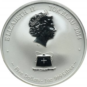 Tokelau, Elizabeth II, 5 Dollars 2014 - Unicorn - GCN MS70