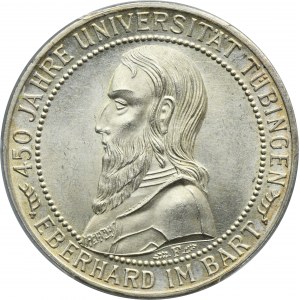 Germany, Weimar Republic, 5 Mark Stuttgart 1927 F - 450 Years of the University of Tübingen - PCGS MS64