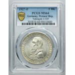 Germany, Weimar Republic, 5 Mark Stuttgart 1927 F - 450 Years of the University of Tübingen - PCGS MS64