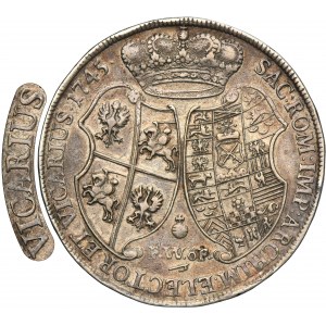 Augustus III of Poland, Vicariate Thaler Dresden 1745 FWôF - RARE, VICARIUS