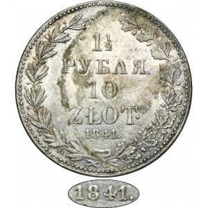 1 1/2 rouble = 10 zloty Warsaw 1841 MW - RARE