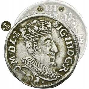 Sigismund III. Vasa, Trojak Olkusz 1595 - DREIBEINIGER Pfeil hinter Krone