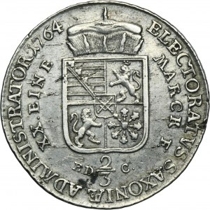 Xaver as administrator, 2/3 Thaler (gulden) Dresden 1764 EDC - RARE