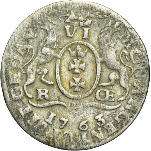 Augustus III of Poland, 6 Groschen Danzig 1763 REOE - date not separated by letter E