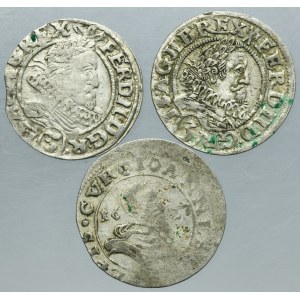 Lot, Silesia and Bishopric of Chur, Ferdinand II and Iohann V, 3 Kreuzer (3 pcs.)