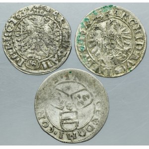 Lot, Silesia and Bishopric of Chur, Ferdinand II and Iohann V, 3 Kreuzer (3 pcs.)