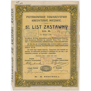 TKM Piotrków, 5% pledge letter, 100 zloty, 1925