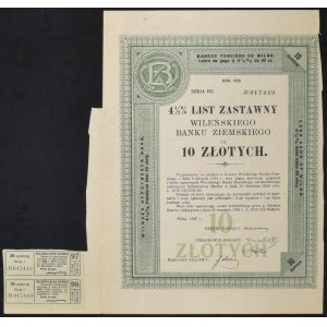 Wileński Bank Ziemski, 4,5% list zastawny, 10 zł 1926, seria I