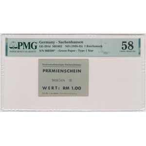 Concentration camp Sachenhausen - 1 mark 1944 - green paper - PMG 58 - VERY RARE
