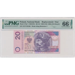 20 złotych 1994 - YE - PMG 66 EPQ - seria zastępcza